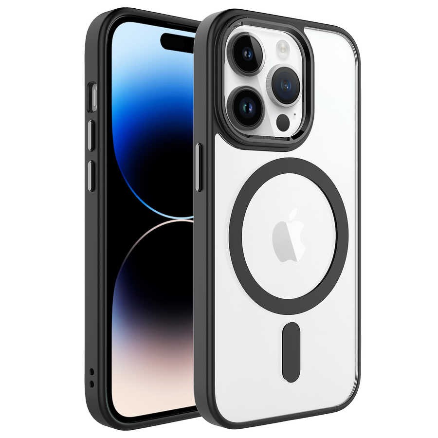 Apple iPhone 14 Pro Max Kılıf Wireless Şarj Özellikli Zore Krom M-safe Silikon Kapak