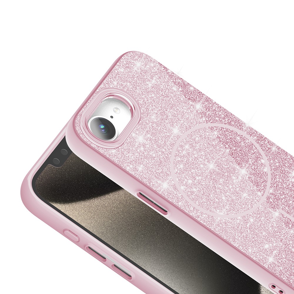 Apple iPhone 16E Kılıf M-safe Şarj Özellikli Parlayan Simli Zore Okso Kapak