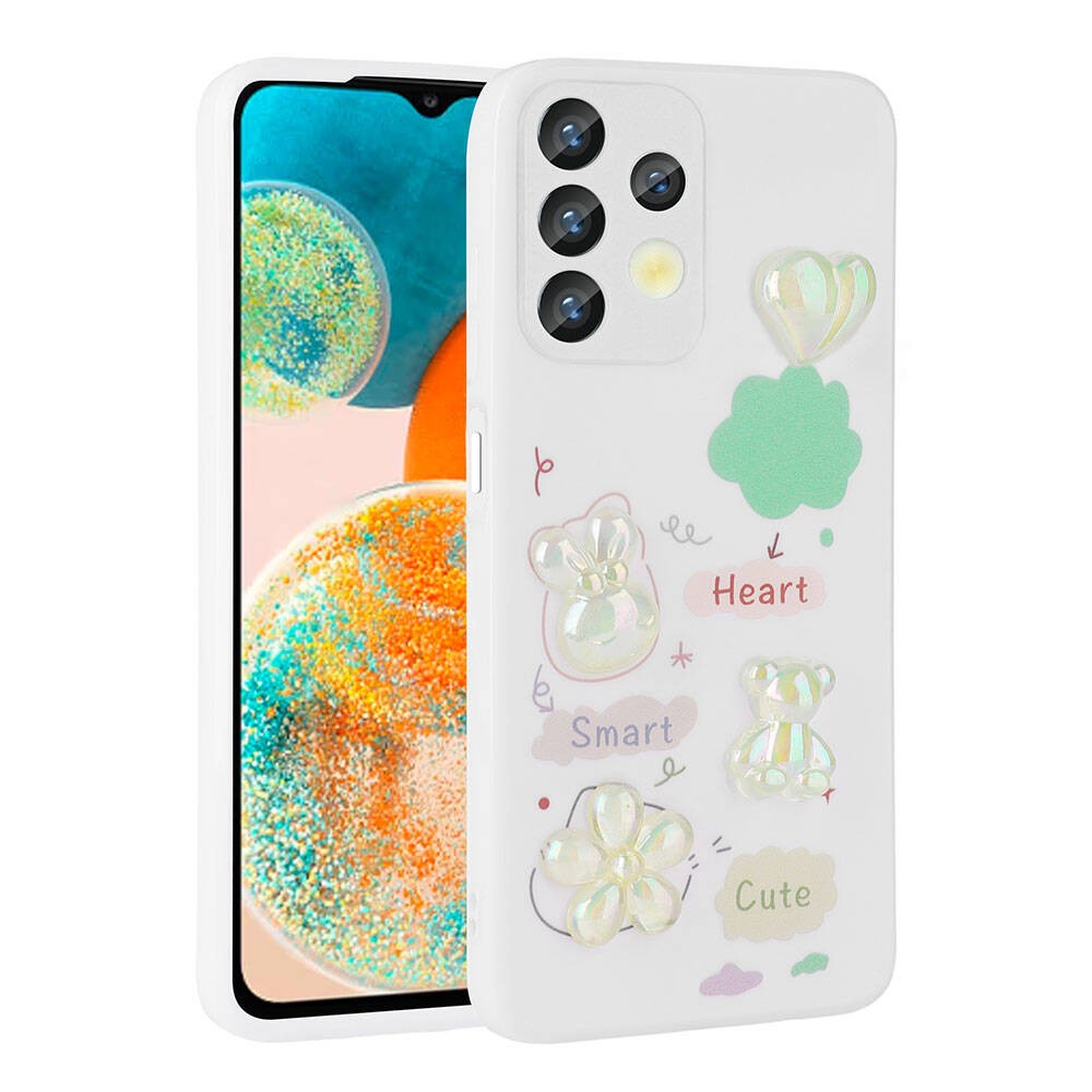 Galaxy A13 4G Kılıf Kabartma Figürlü Parlak Zore Toys Silikon Kapak