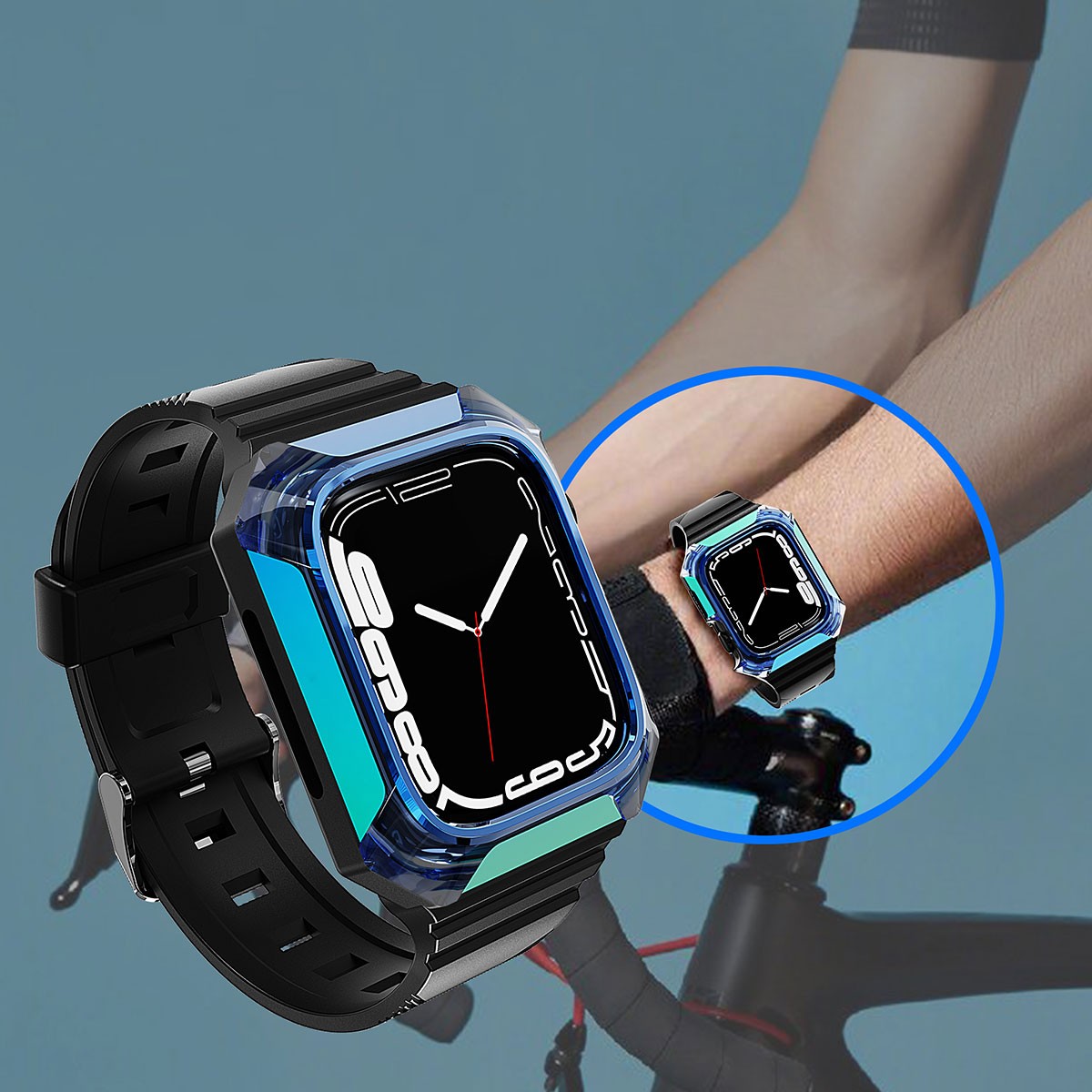 Apple Watch 7 41mm Zore KRD-88 Sert PC Kasa Koruyuculu Silikon Kordon