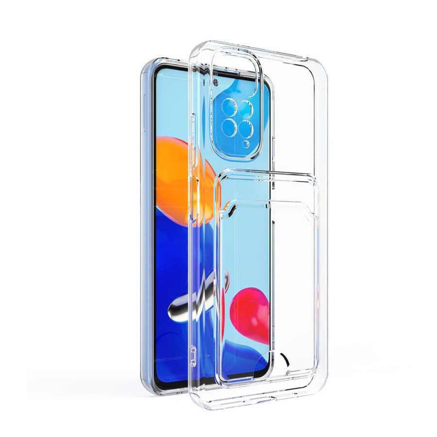 Xiaomi Redmi Note 11 Pro 5G Kılıf Kartlıklı Şeffaf Zore Setra Clear Silikon Kapak