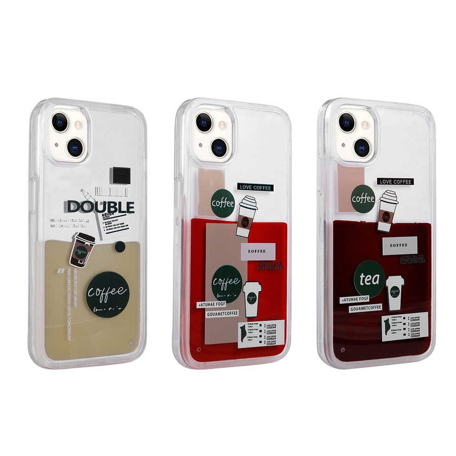 Apple iPhone 14 Plus Kılıf Desenli Sıvılı Zore Drink Silikon Kapak