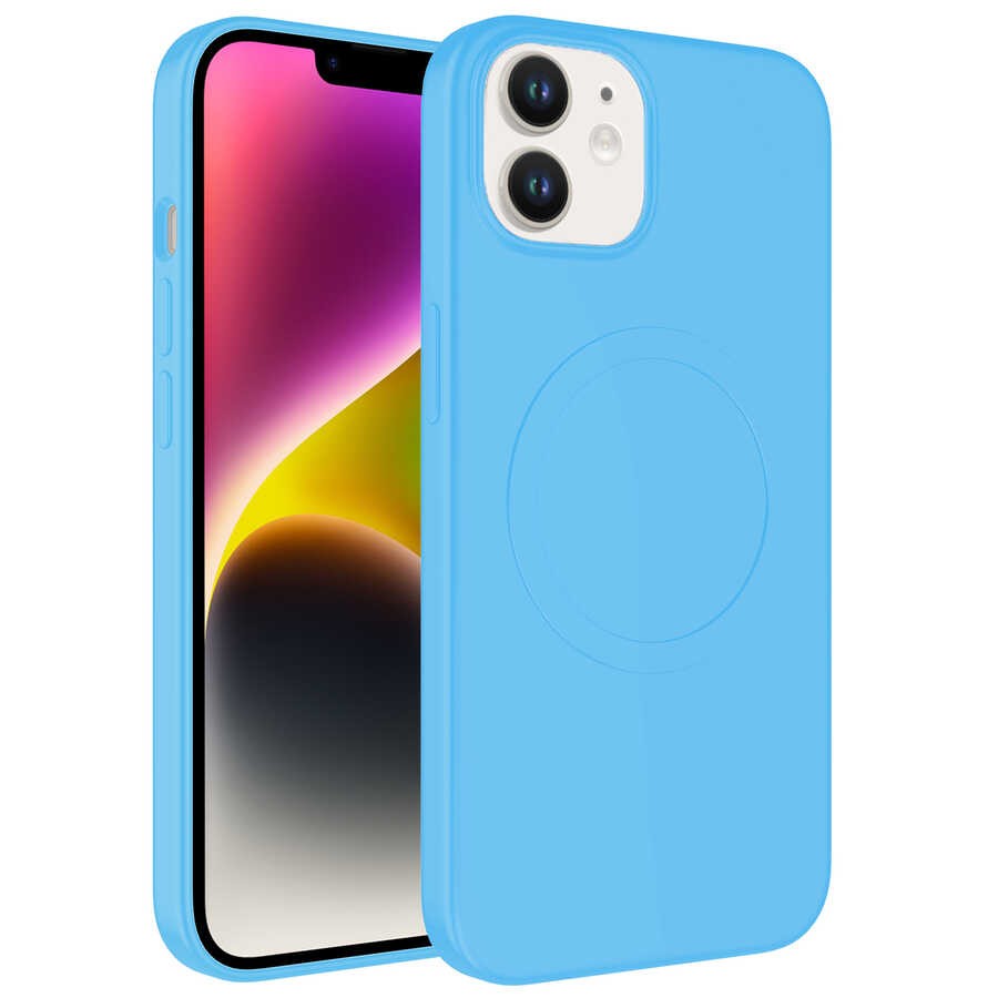 Apple iPhone 12 Kılıf M-safe Wireless Şarj Özellikli Pastel Renk Silikon Zore Plas Kapak