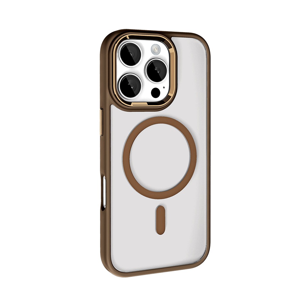 Apple iPhone 16 Pro Max Kılıf Wireless Şarj Özellikli Zore Krom M-safe Silikon Kapak