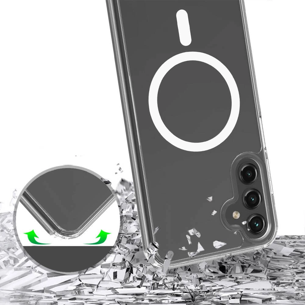 Galaxy S23 FE Kılıf M-safe Şarj Özellikli Şeffaf Sert PC Zore Embos Kapak