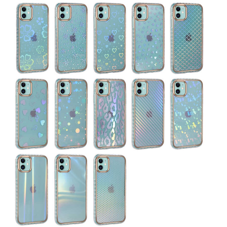 Apple iPhone 11 Kılıf Desenli Parlayan Transparan Zore Avva Kapak
