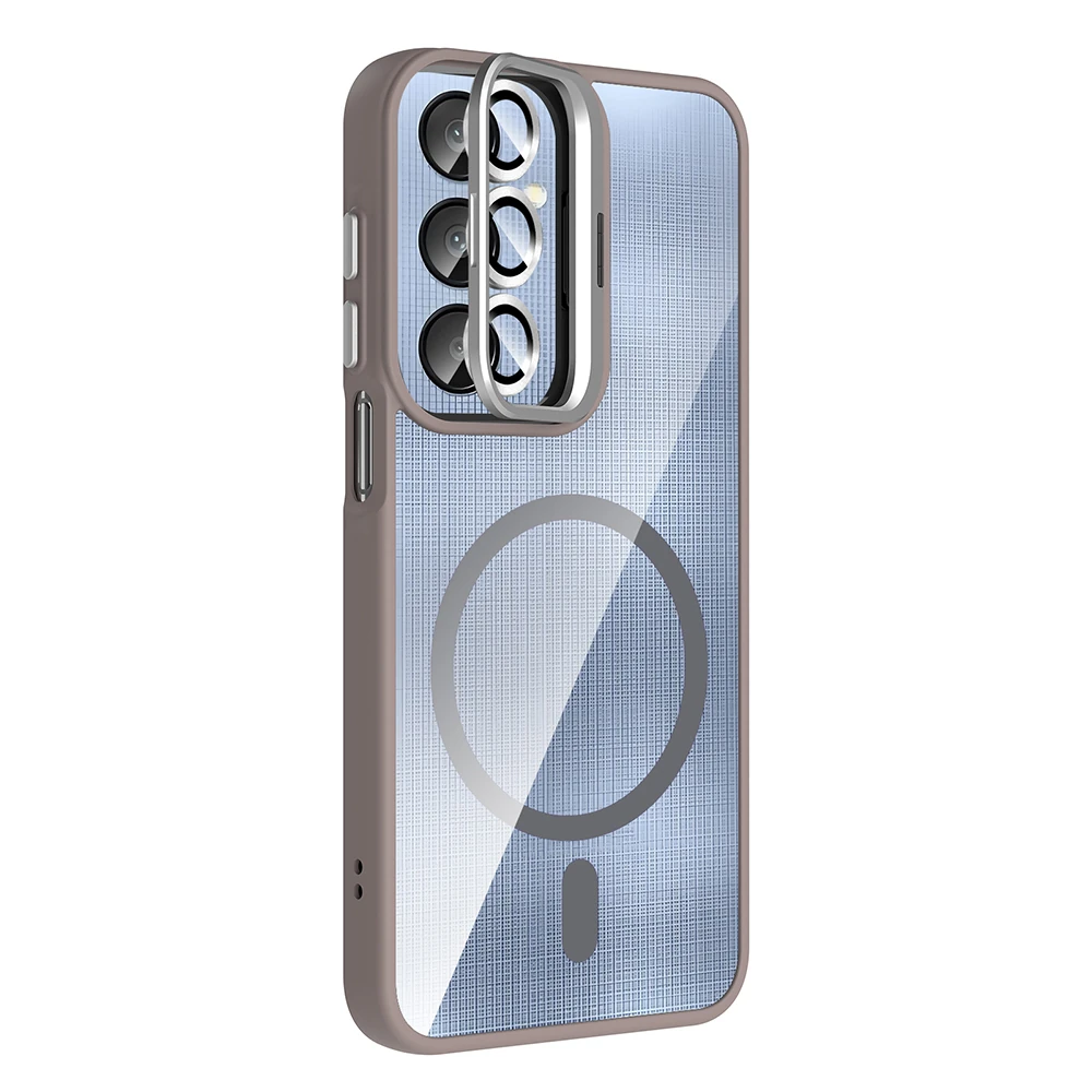 Galaxy A26 Kılıf Standlı ve Kamera Lens Hediyeli M-Safe Şarj Özellikli Zore Etro Kapak