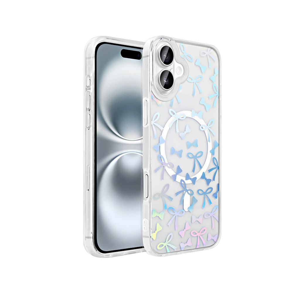 Apple iPhone 16 Plus Kılıf M-Safe Şarj Özellikli Şeffaf Zore Folk Sert Kapak