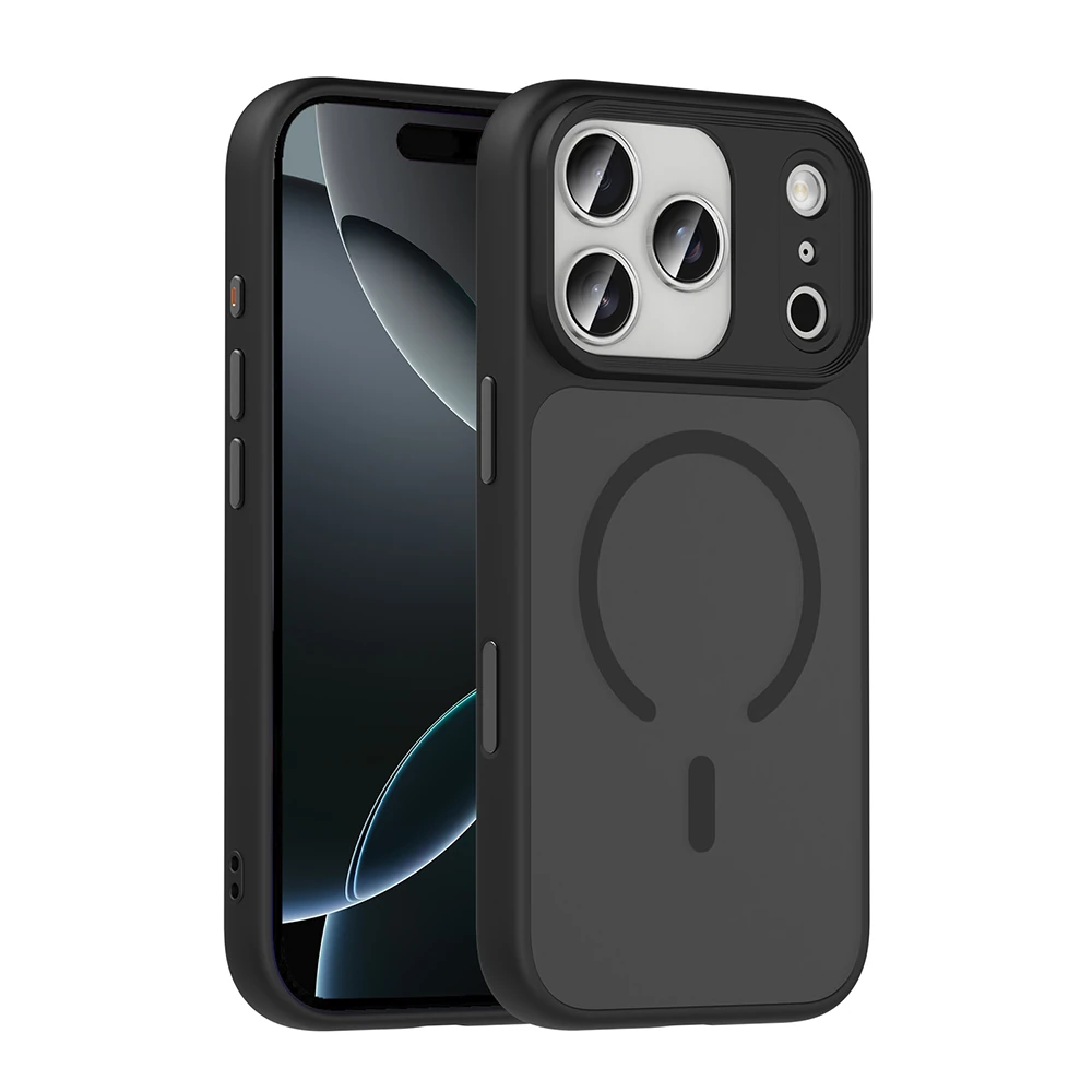 Apple iPhone 17 Pro Kılıf Mat Arka Yüzey Wireless Şarj Özellikli Zore Flet M-safe Kapak