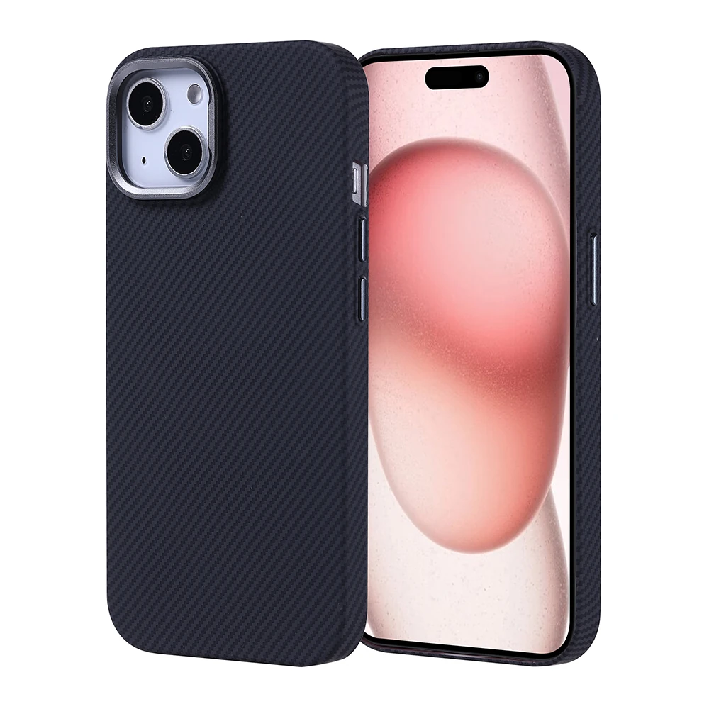 Apple iPhone 15 Kılıf M-safe Şarj Özellikli Karbon Fiber Görünümlü Zore Nekst Kapak