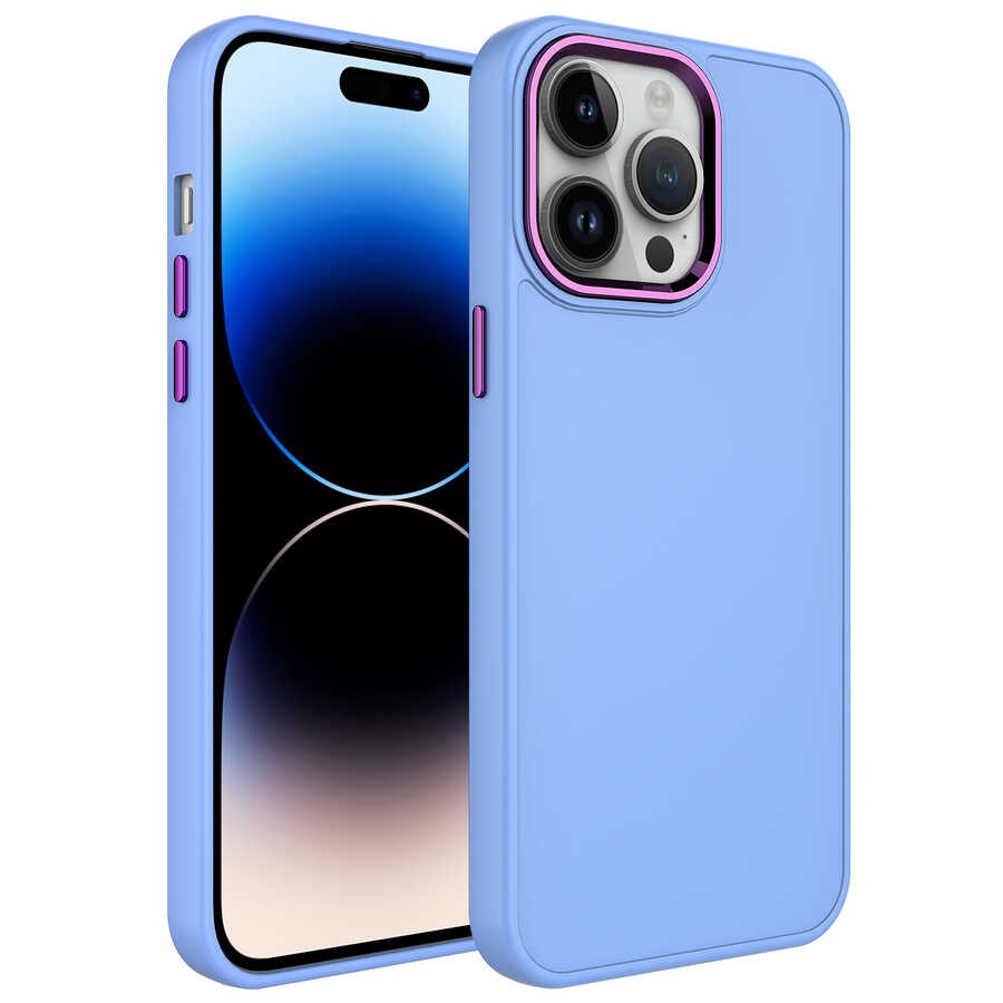 Apple iPhone 13 Pro Max Kılıf Metal Çerçeve ve Buton Tasarımlı Silikon Zore Luna Kapak