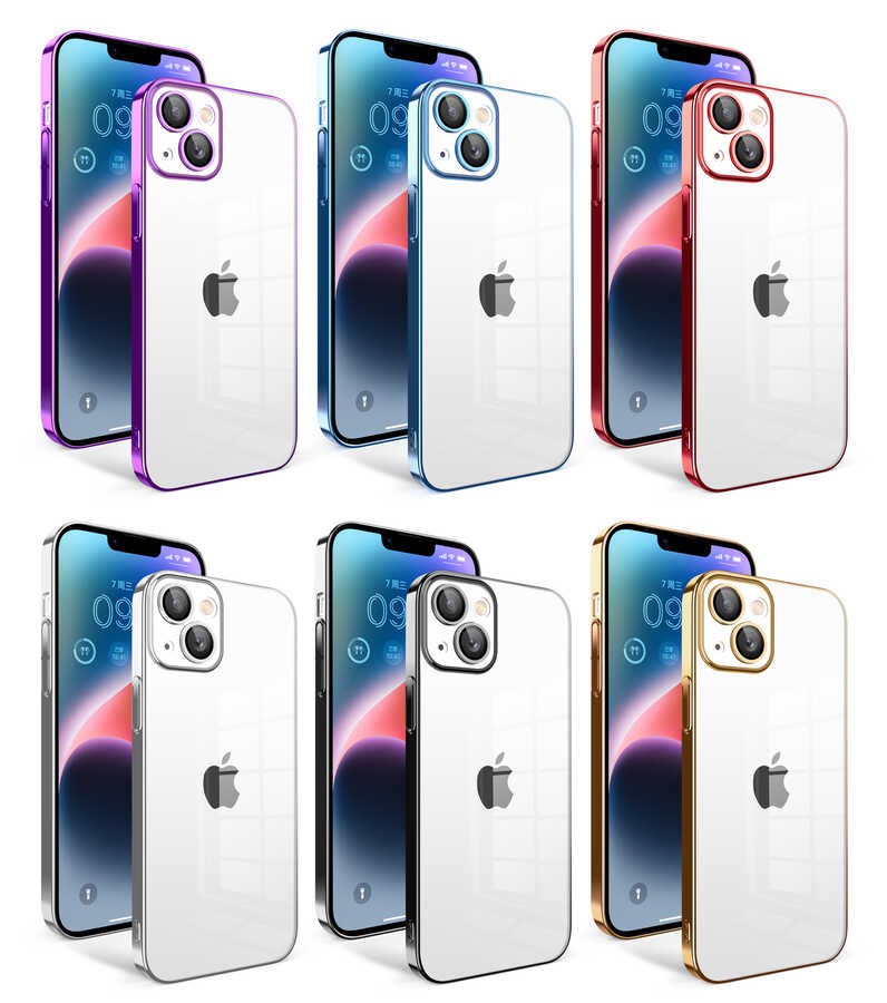Apple iPhone 14 Plus Kılıf Kamera Korumalı Renkli Çerçeveli Zore Garaj Kapak