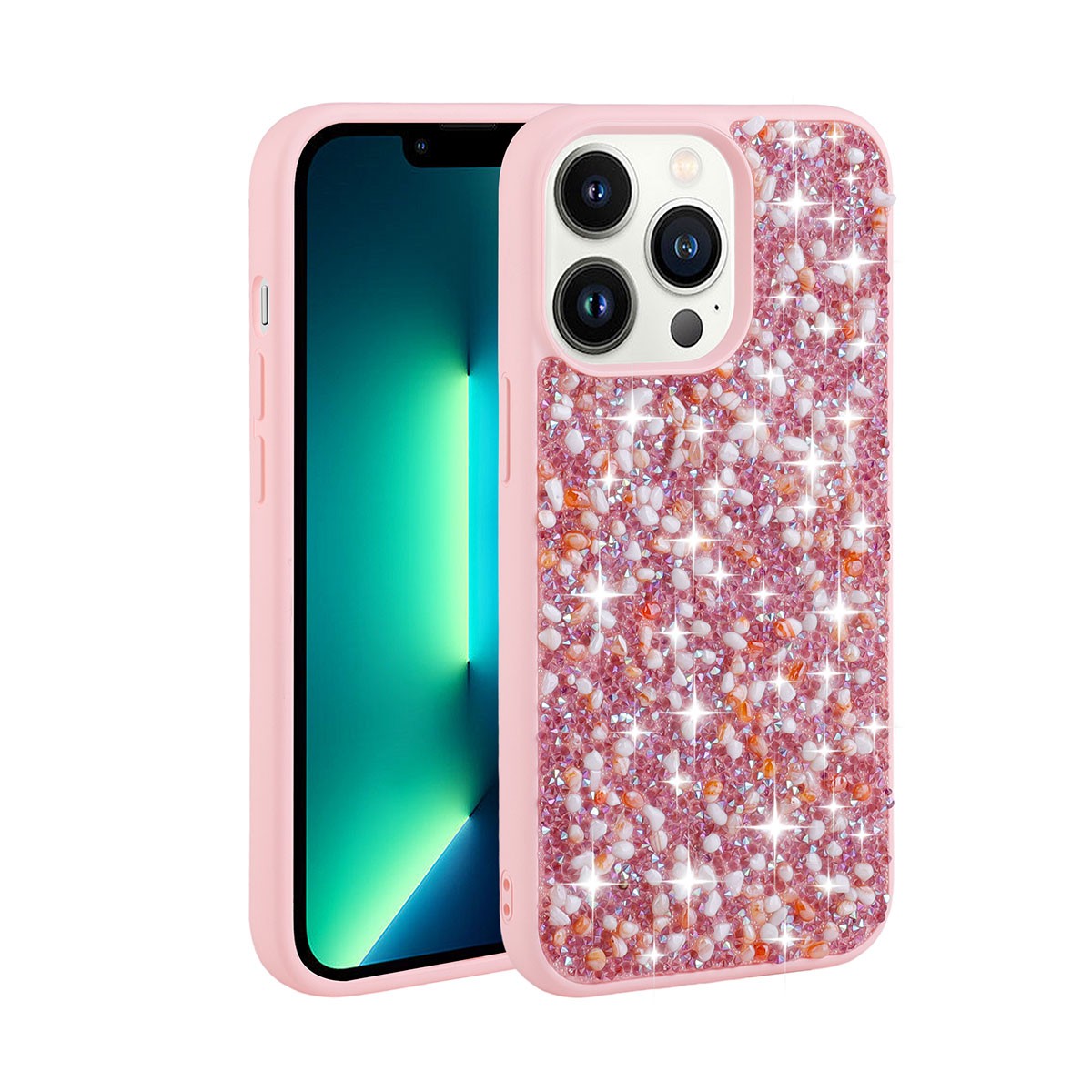 Apple iPhone 13 Pro Max Kılıf Parlak Taşlı Tasarım Zore Linea Kapak