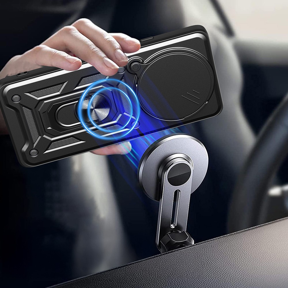 Xiaomi Redmi Note 14 Pro Plus Kılıf Magnetik Standlı Kamera Korumalı Zore Sürgülü Vega Kapak