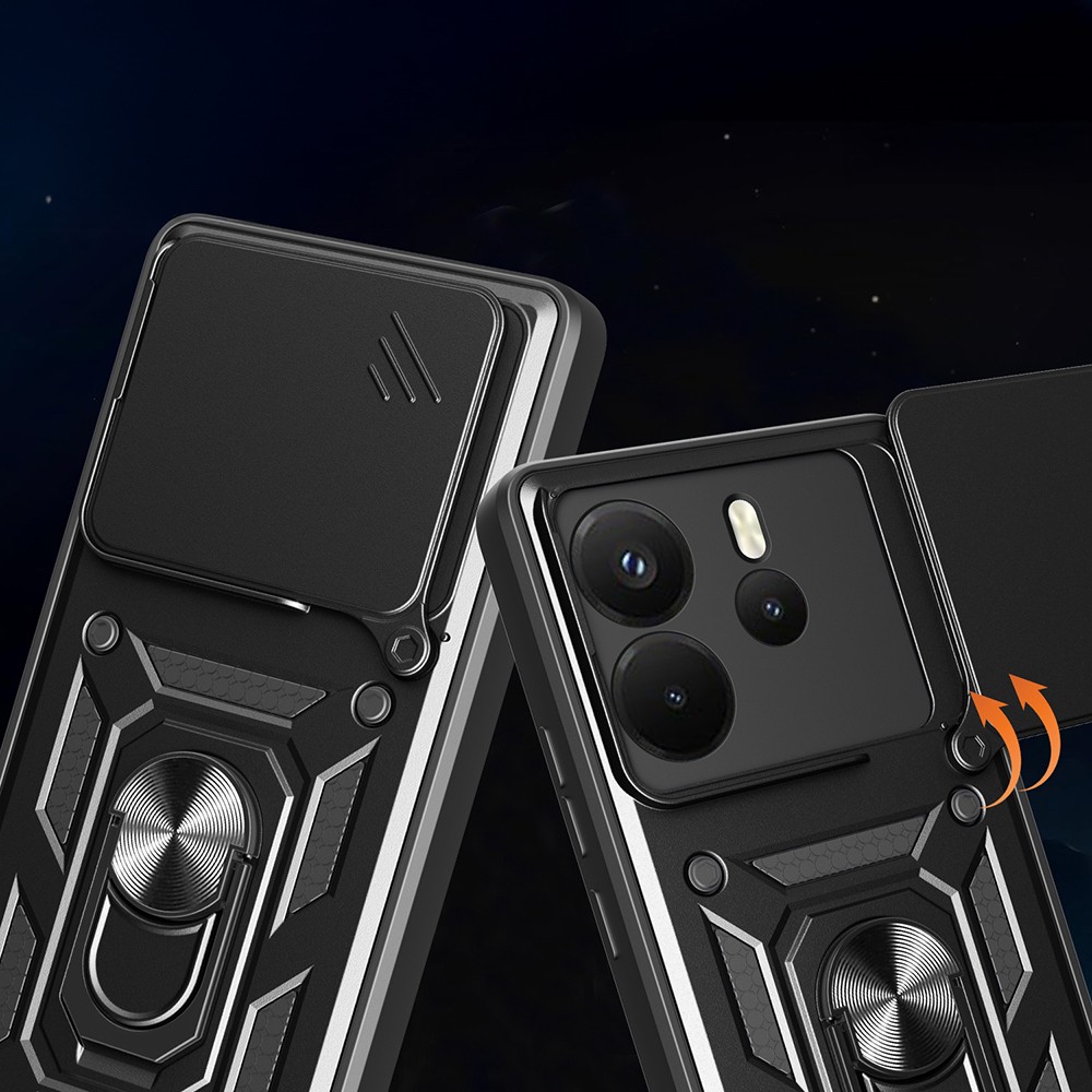 Xiaomi Redmi Note 14 4G Kılıf Magnetik Standlı Kamera Korumalı Zore Sürgülü Vega Kapak