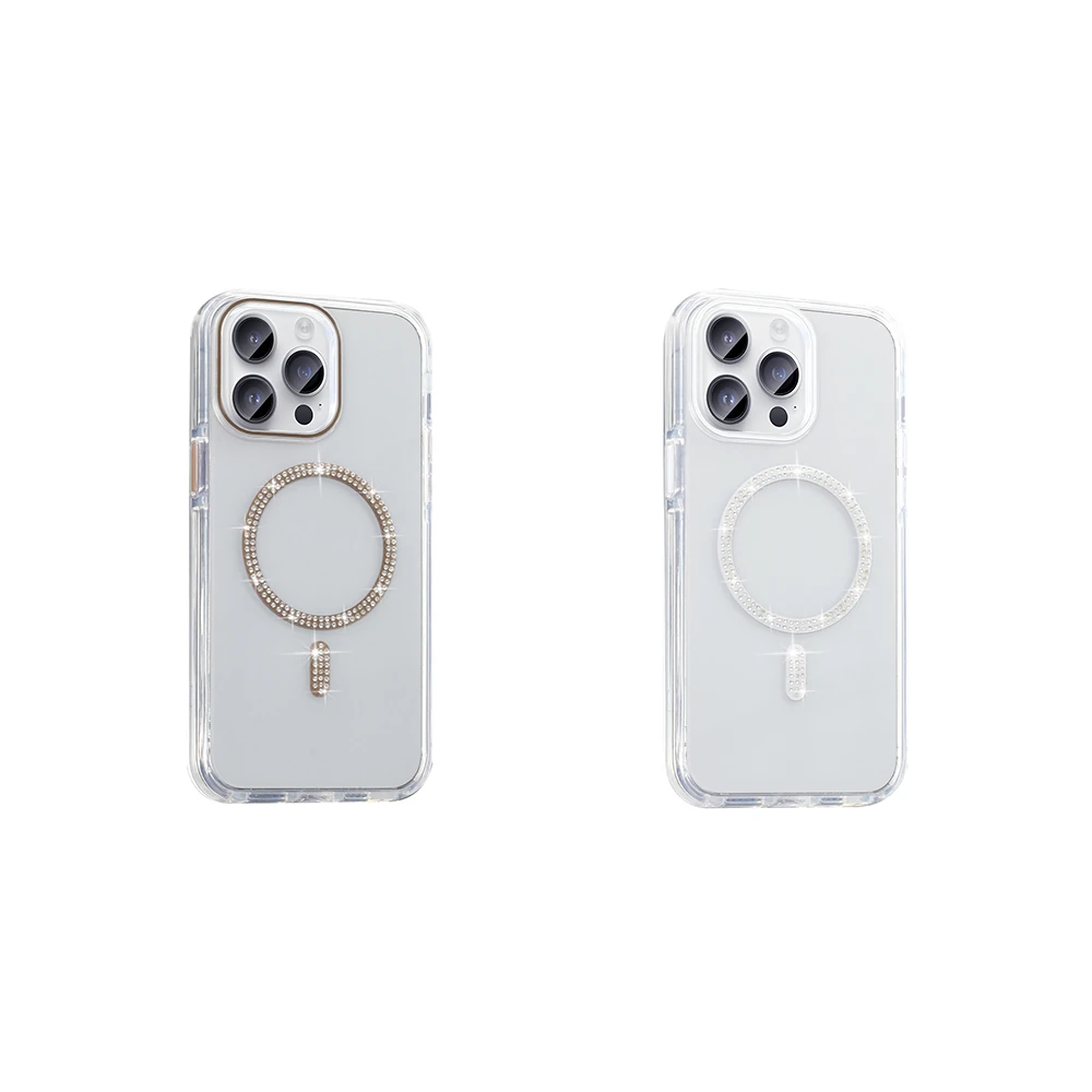 Apple iPhone 14 Pro Max Kılıf Taşlı Tasarım M-safe Şarj Özellikli Zore Koment Silikon Kapak