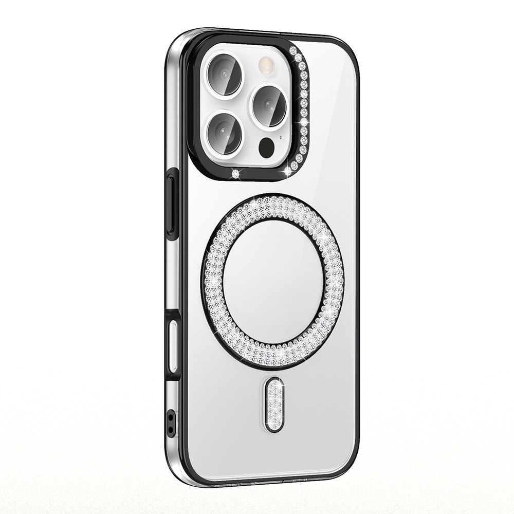 Apple iPhone 16 Pro Max Kılıf Pırlanta Taş Tasarımlı M-safe Şarj Özellikli Zore Karetta Silikon Kapak