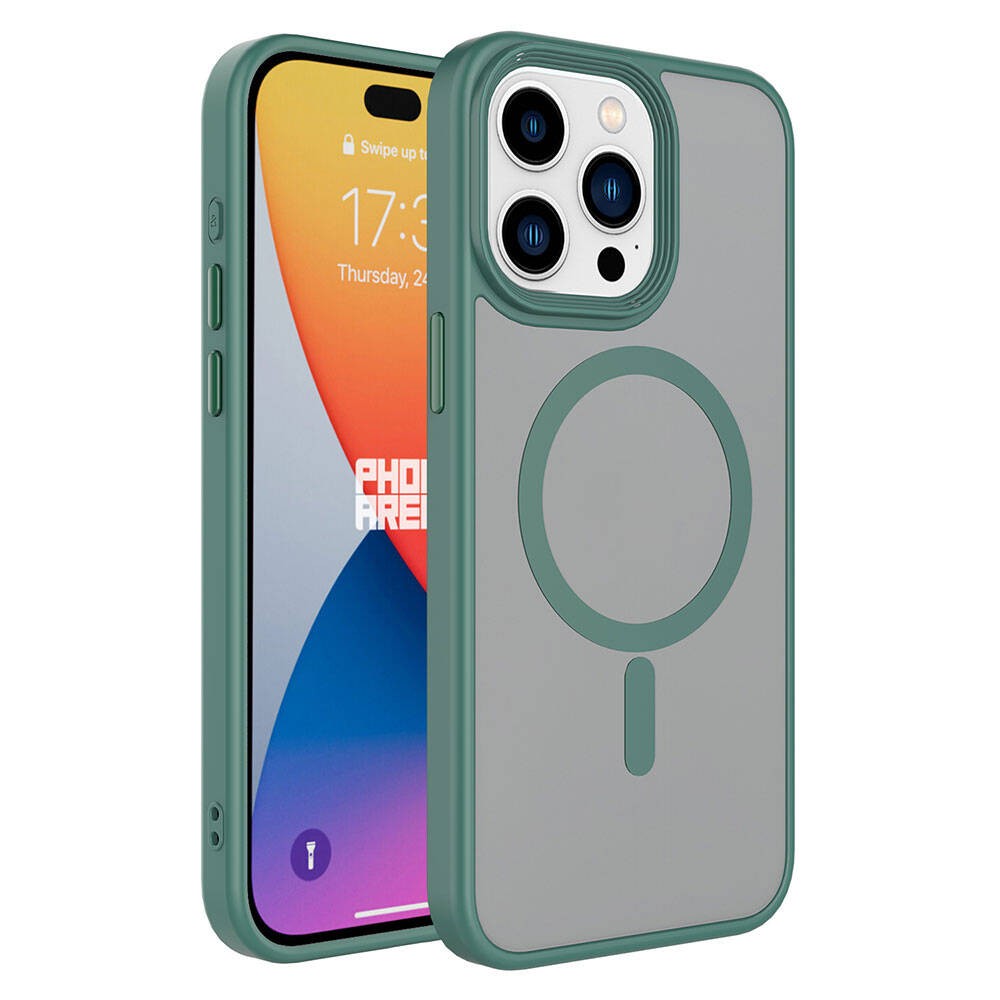 Apple iPhone 15 Pro Kılıf Mat Arka Yüzey Wireless Şarj Özellikli Zore Flet M-safe Kapak
