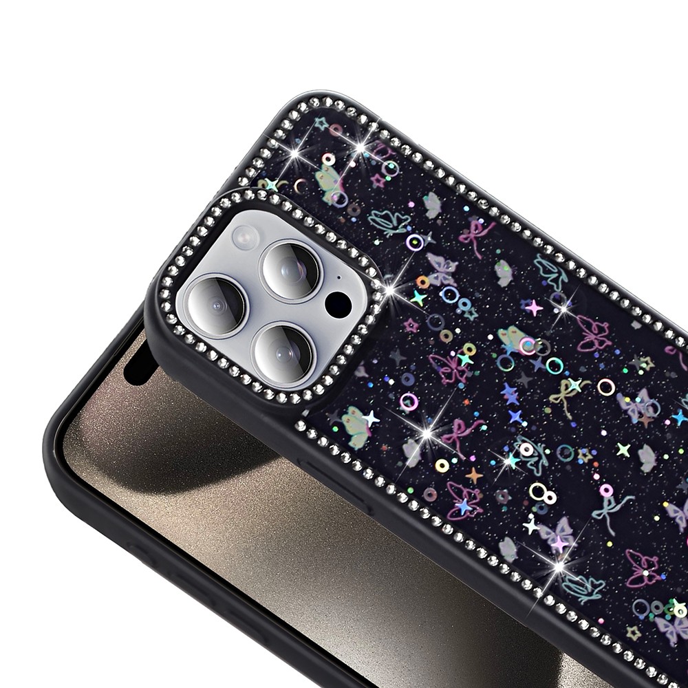 Apple iPhone 15 Pro Kılıf Taşlı ve Simli Tasarım Zore Azra Kapak