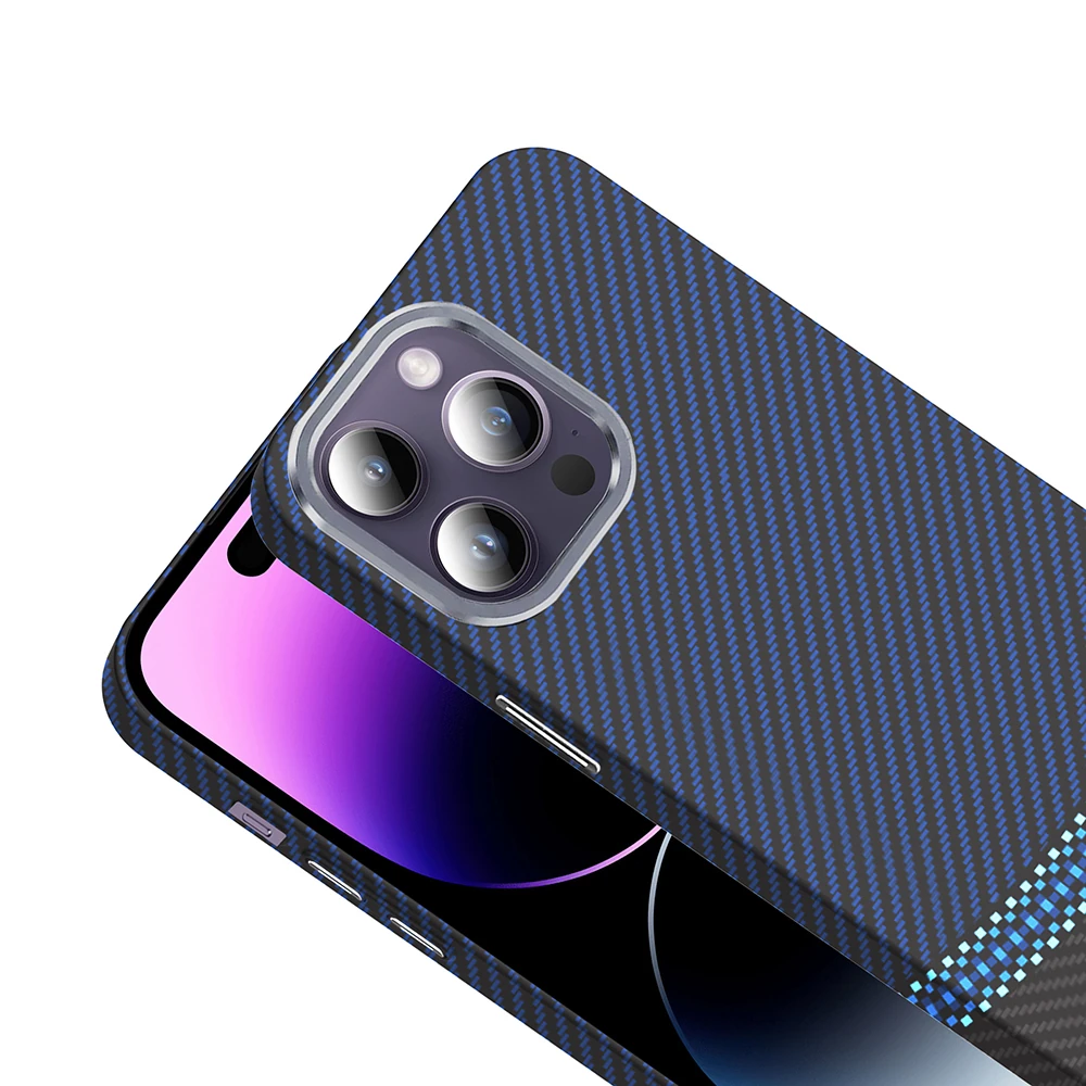 Apple iPhone 14 Pro Max Kılıf M-safe Şarj Özellikli Karbon Fiber Görünümlü Zore Gros Kapak