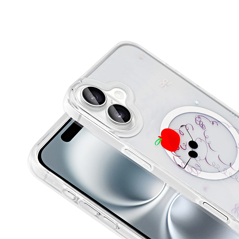 Apple iPhone 16 Plus Kılıf M-Safe Şarj Özellikli Şeffaf Zore Folk Sert Kapak