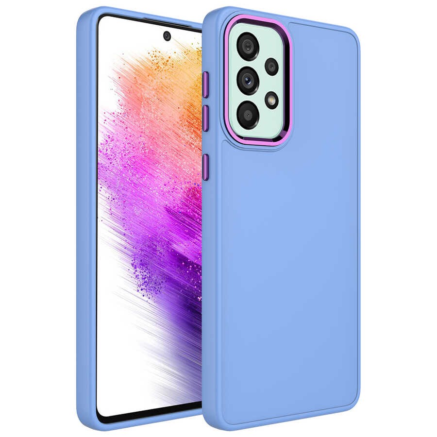 Galaxy A32 4G Kılıf Metal Çerçeve ve Buton Tasarımlı Silikon Zore Luna Kapak