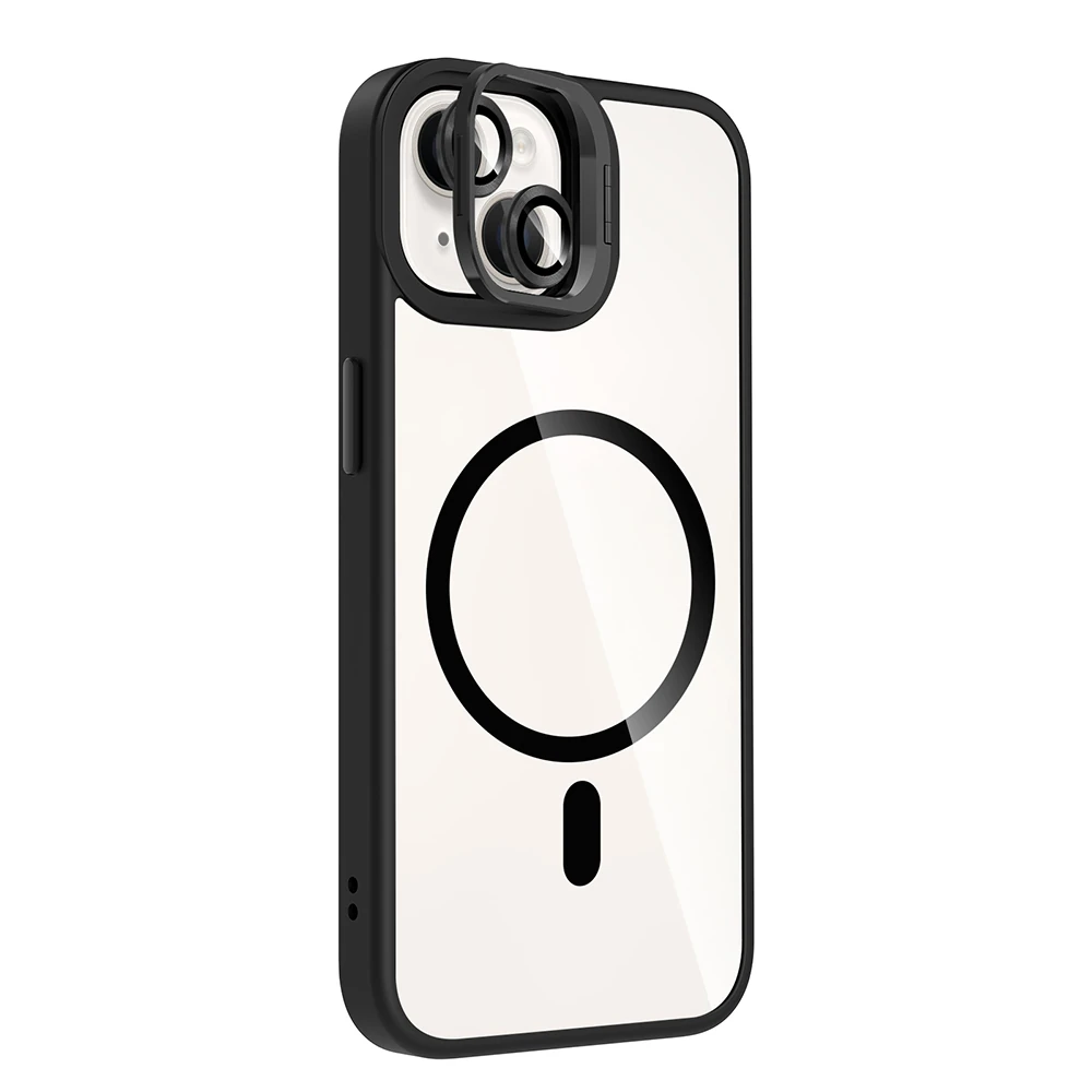 Apple iPhone 13 Kılıf Standlı ve Kamera Lens Hediyeli M-Safe Şarj Özellikli Zore Etro Kapak