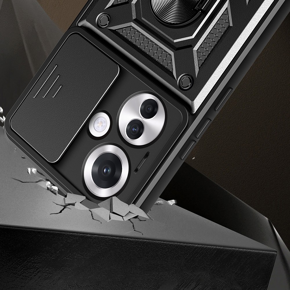 Oppo Reno 11FS Kılıf Magnetik Standlı Kamera Korumalı Zore Sürgülü Vega Kapak
