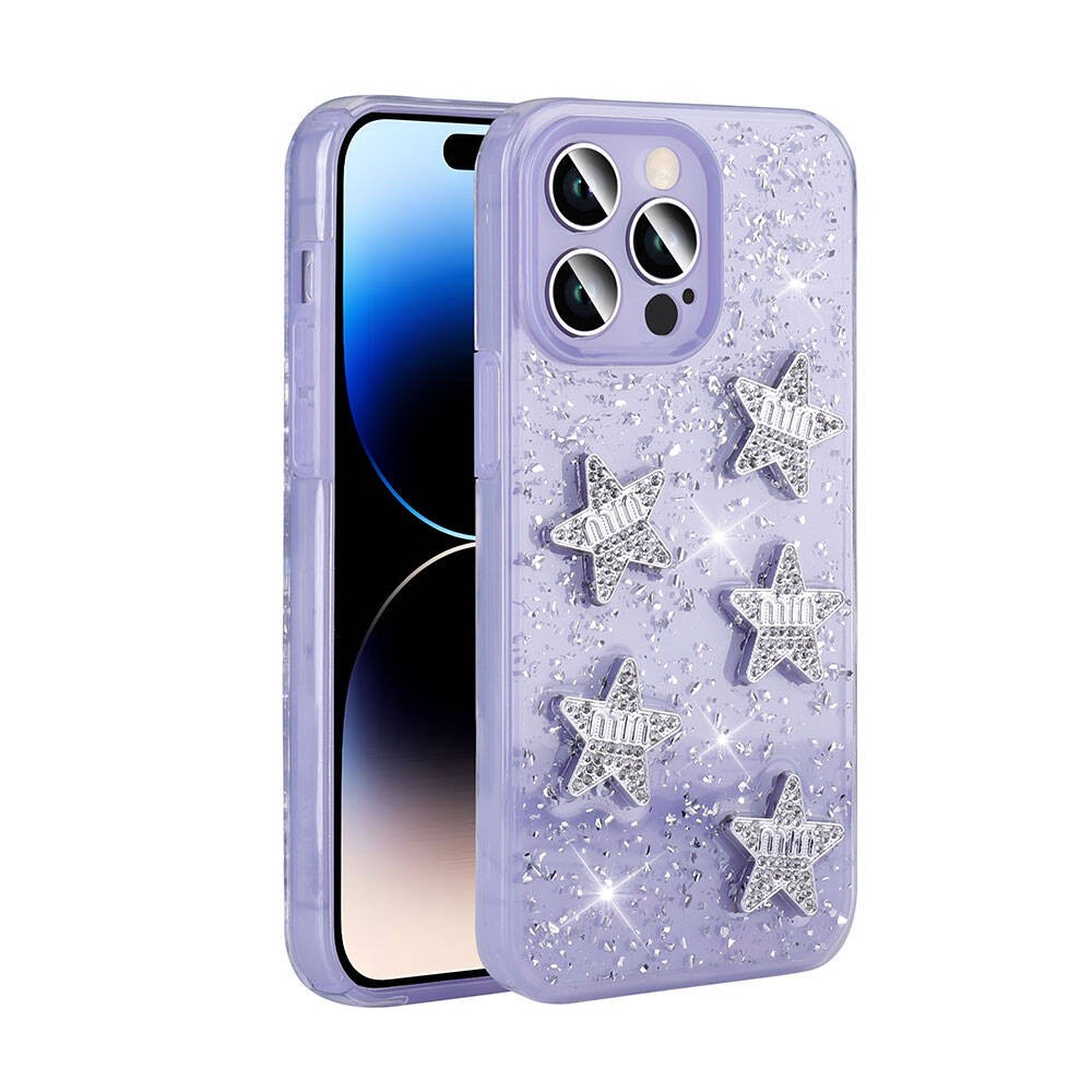 Apple iPhone 14 Pro Max Kılıf Airbagli Simli Arka Yüzey Zore Işıltı Silikon Kapak