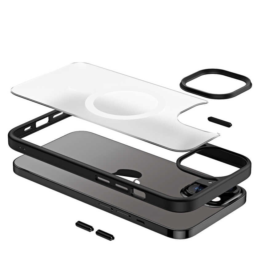Apple iPhone 14 Plus Kılıf Wireless Şarj Özellikli Zore Hibrit M-safe Kapak