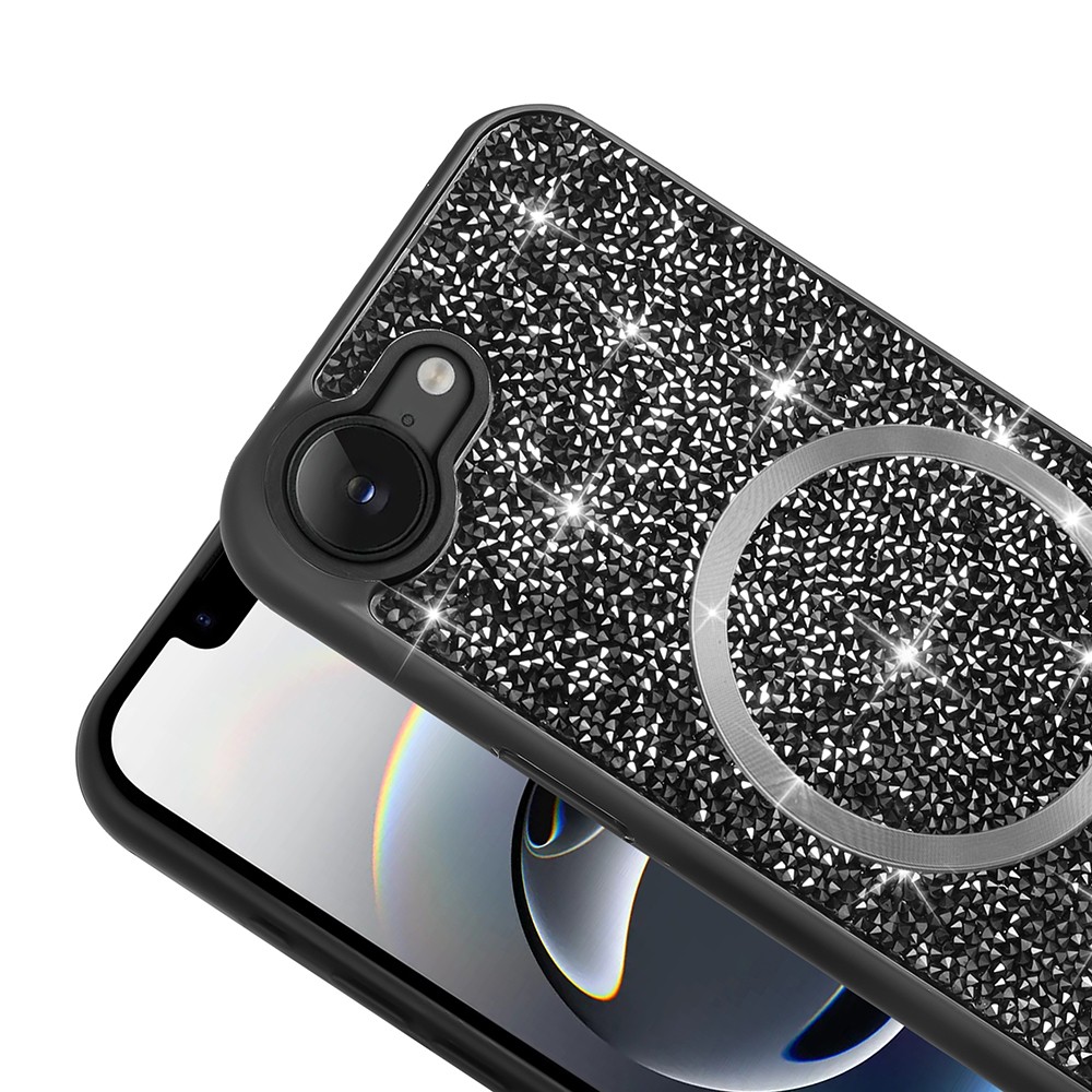 Apple iPhone 16E Kılıf Pırlanta Tasarımlı M-safe Şarj Özellikli Zore Mozaik Silikon Kapak