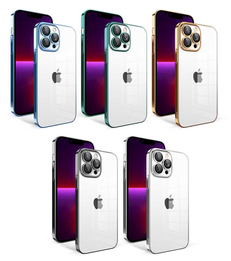 Apple iPhone 13 Pro Kılıf Kamera Korumalı Renkli Çerçeveli Zore Garaj Kapak
