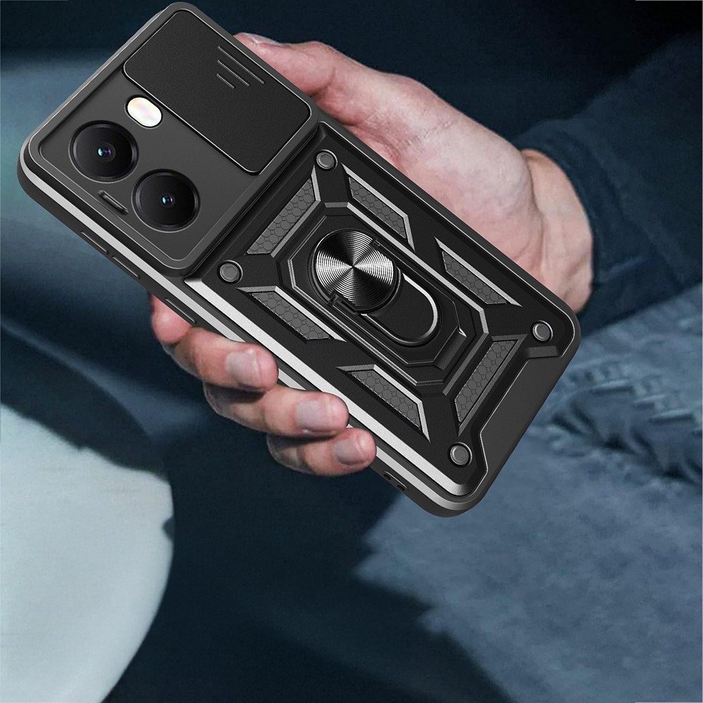 Xiaomi Poco X7 Pro Kılıf Magnetik Standlı Kamera Korumalı Zore Sürgülü Vega Kapak