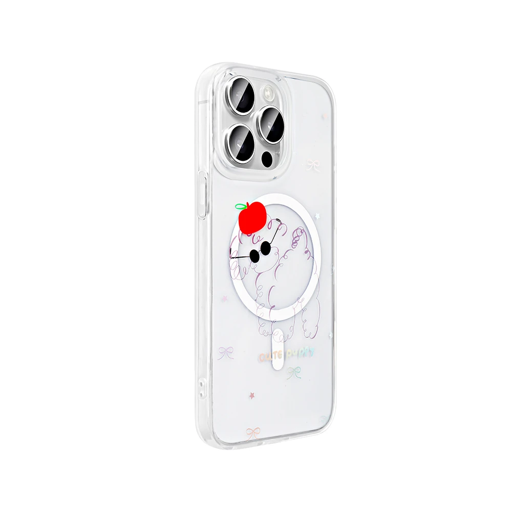 Apple iPhone 15 Pro Kılıf M-Safe Şarj Özellikli Şeffaf Zore Folk Sert Kapak