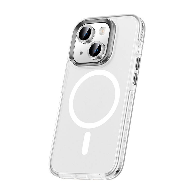 Apple iPhone 15 Plus Kılıf Airbagli M-safe Wireless Şarj Özellikli Lens Koruyuculu Zore Klaptika Kapak