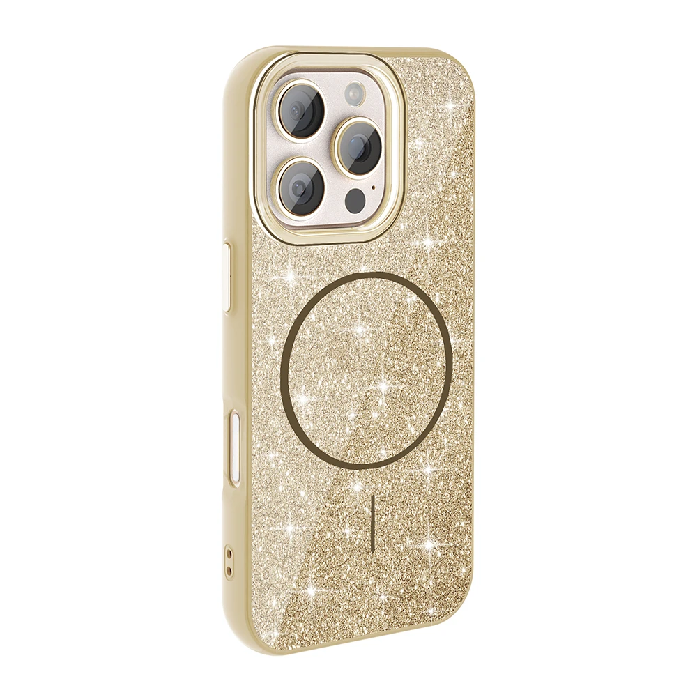 Apple iPhone 16 Pro Max Kılıf M-safe Şarj Özellikli Parlayan Simli Zore Okso Kapak