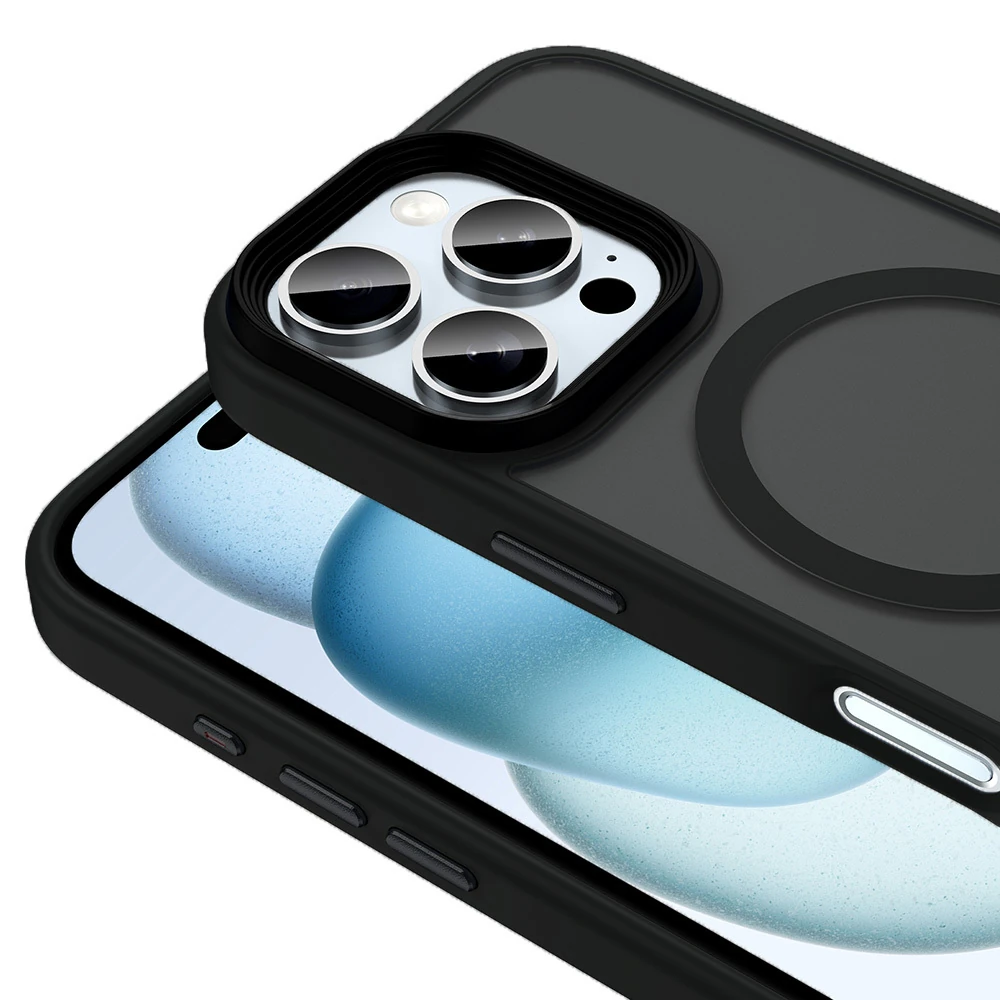 Apple iPhone 16 Pro Kılıf Mat Arka Yüzey Wireless Şarj Özellikli Zore Flet M-safe Kapak