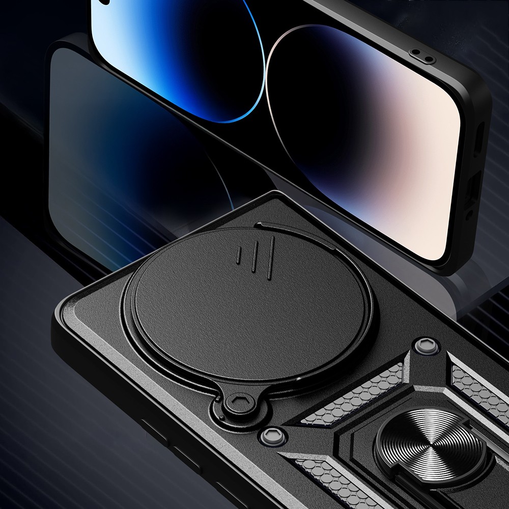Xiaomi Redmi Note 14 Pro Plus Kılıf Magnetik Standlı Kamera Korumalı Zore Sürgülü Vega Kapak