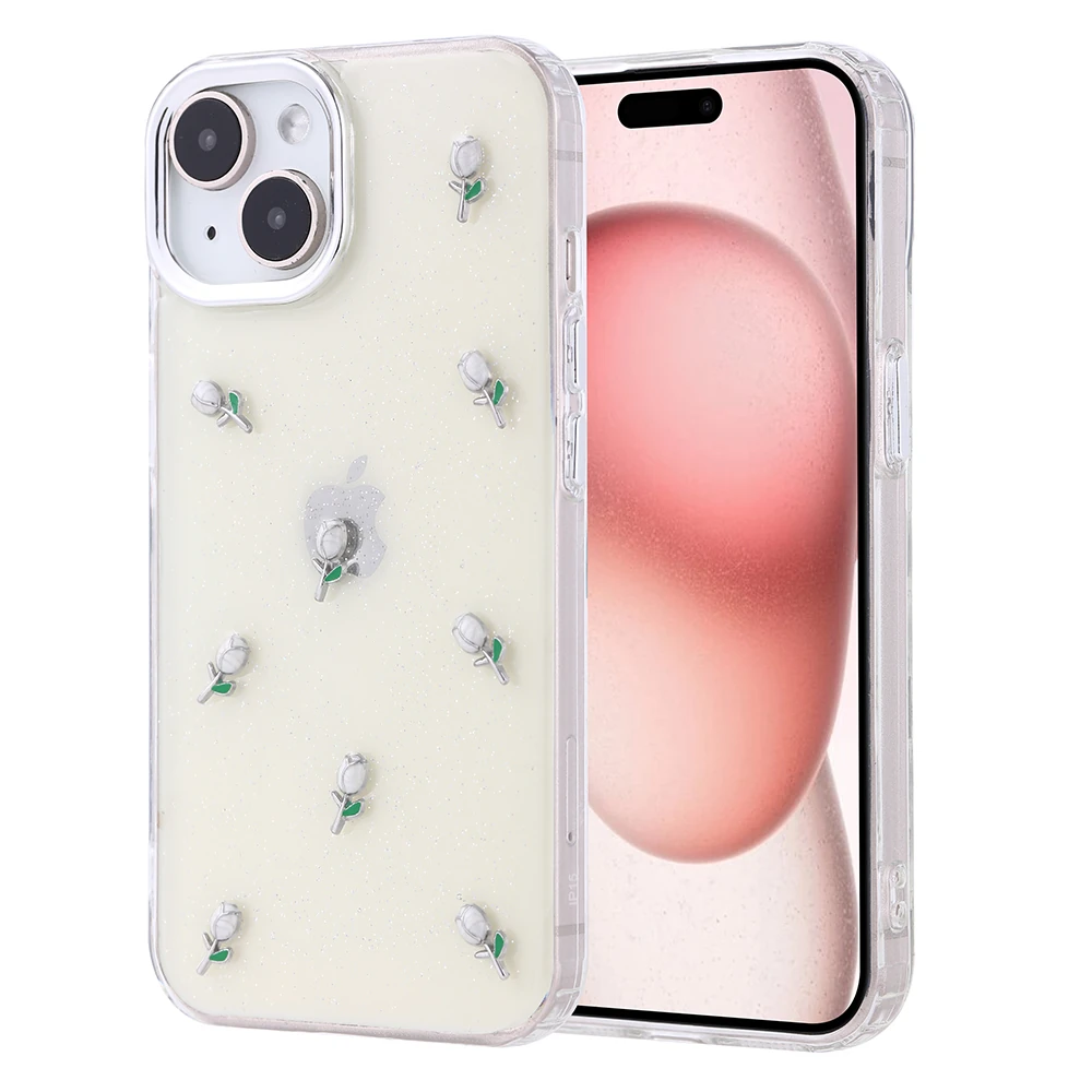 Apple iPhone 15 Kılıf Airbag Tasarımlı Simli Şeffaf Zore Kutup Kapak