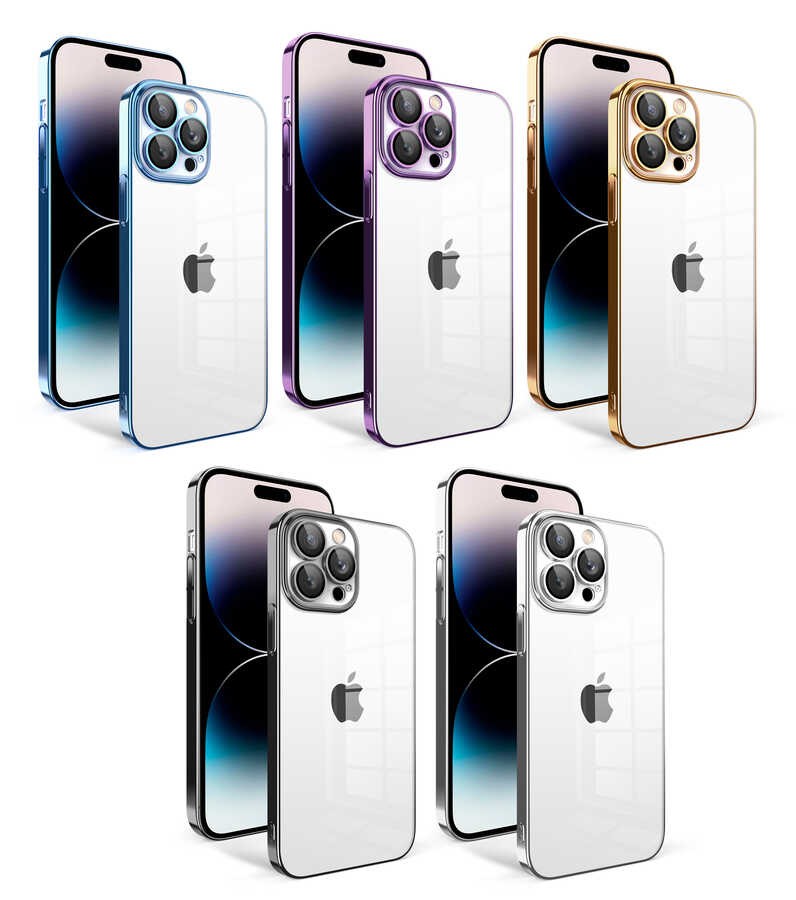 Apple iPhone 14 Pro Kılıf Kamera Korumalı Renkli Çerçeveli Zore Garaj Kapak