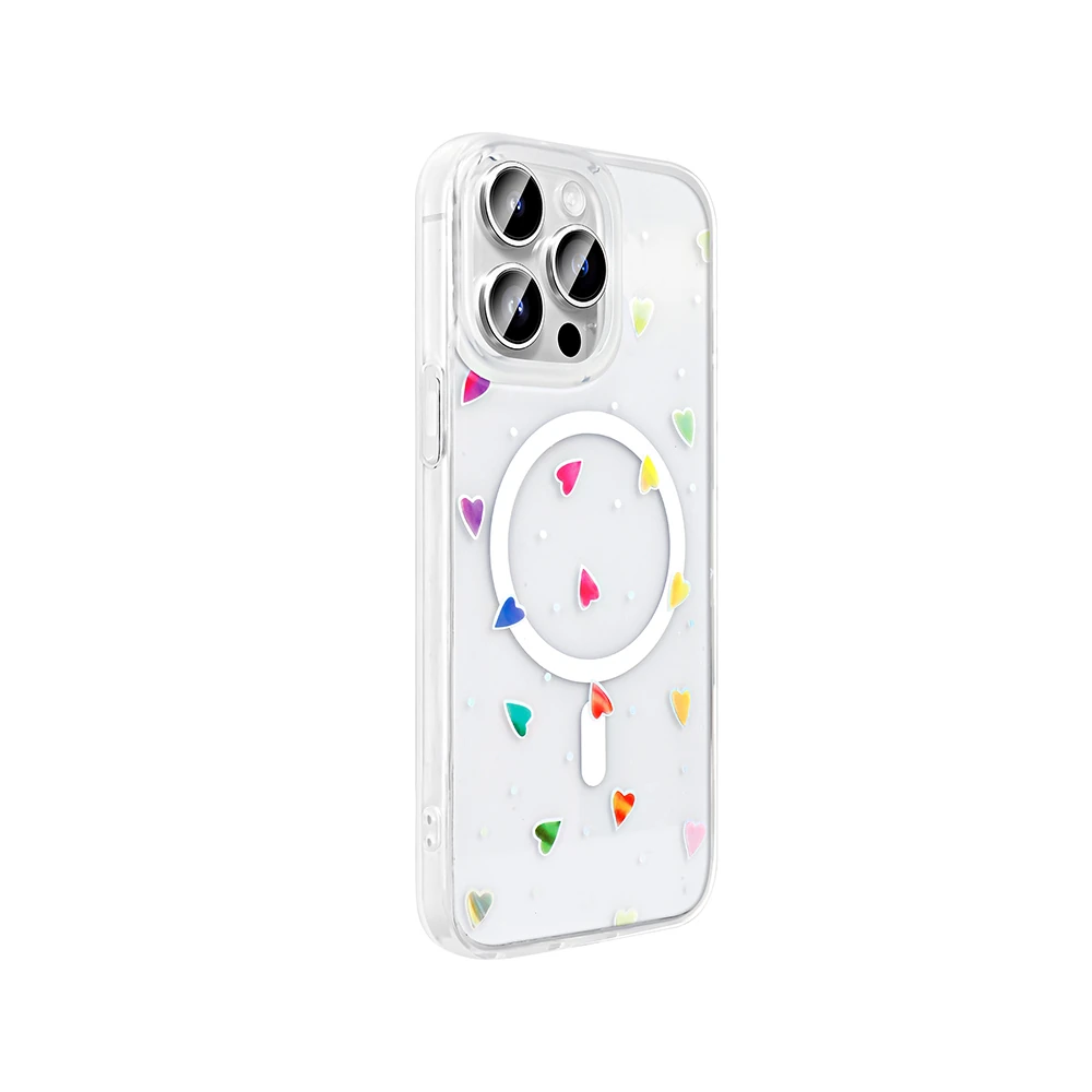 Apple iPhone 14 Pro Kılıf M-Safe Şarj Özellikli Şeffaf Zore Folk Sert Kapak