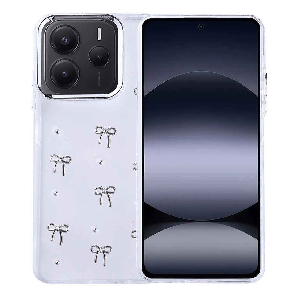 Xiaomi Redmi Note 14 5G Kılıf Airbag Tasarımlı Simli Şeffaf Zore Kutup Kapak