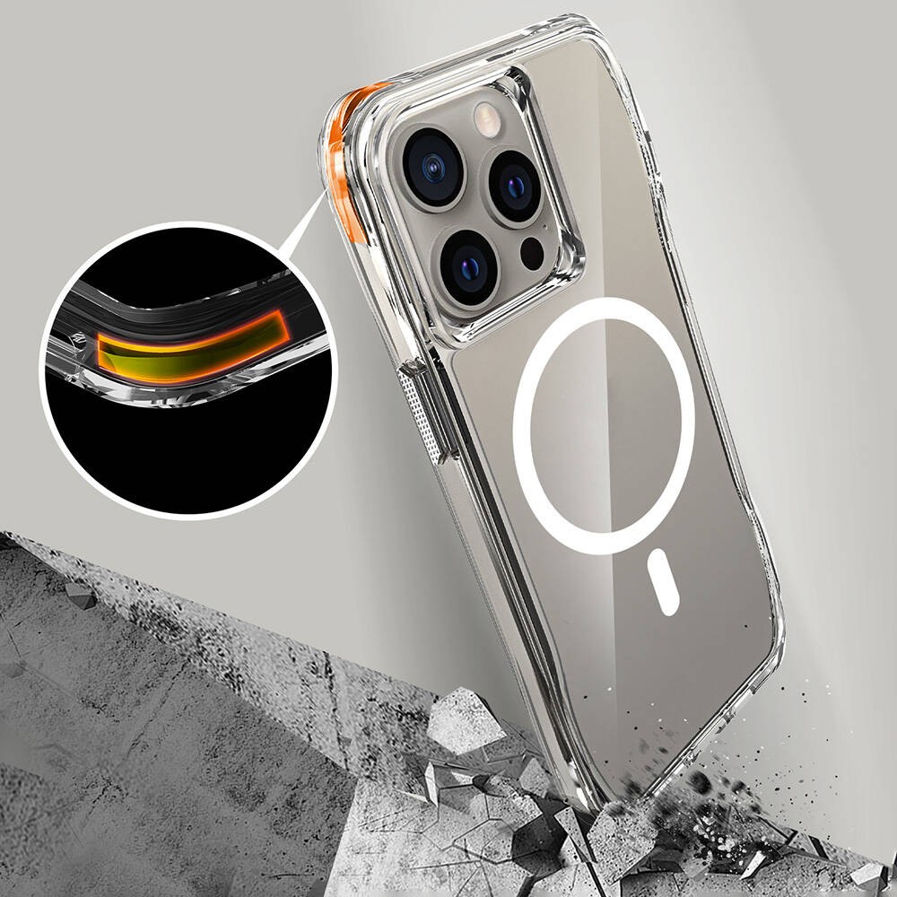 Apple iPhone 15 Pro Kılıf M-safe Şarj Özellikli Airbagli Şeffaf Zore İncek Kapak