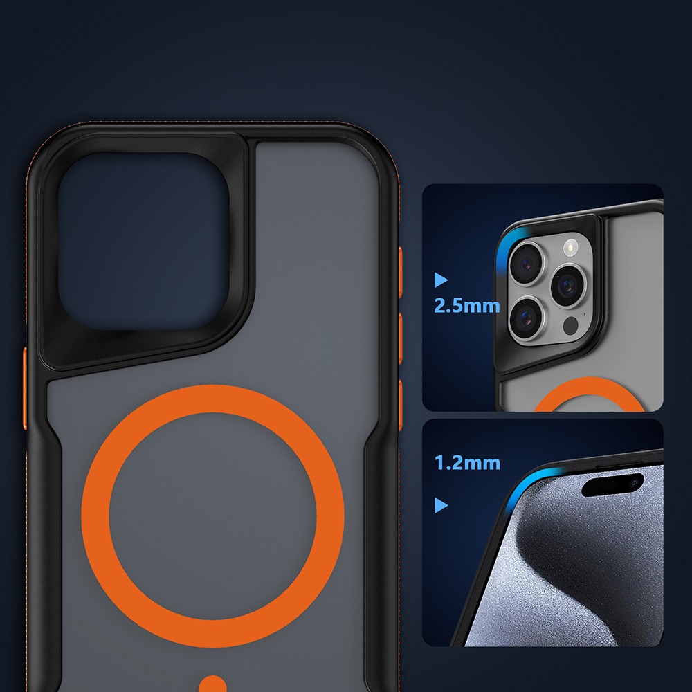 Apple iPhone 15 Pro Max Kılıf M-safe Şarj Özellikli Renkli Kenar Airbag Şeritli Zore Lamer Kapak