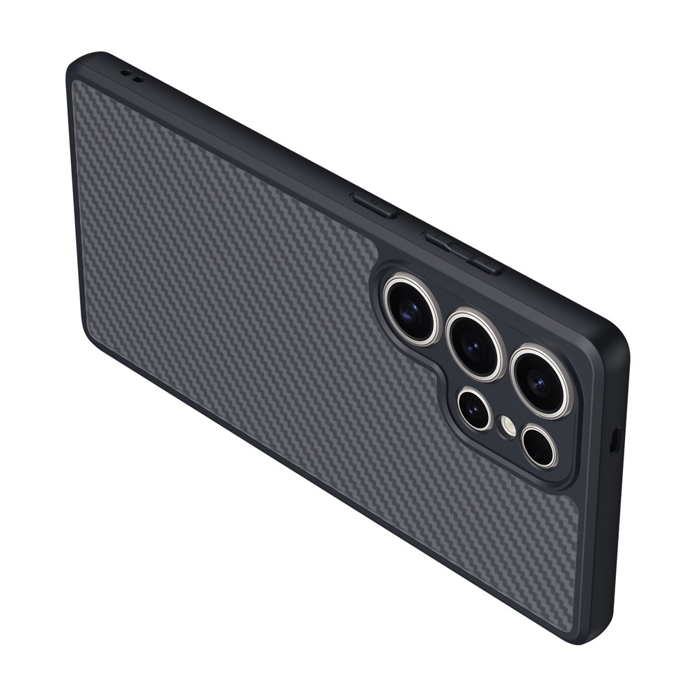 Galaxy S25 Ultra Kılıf M-safe Şarj Özellikli Karbon Fiber Tasarımlı Zore Elnino Kapak