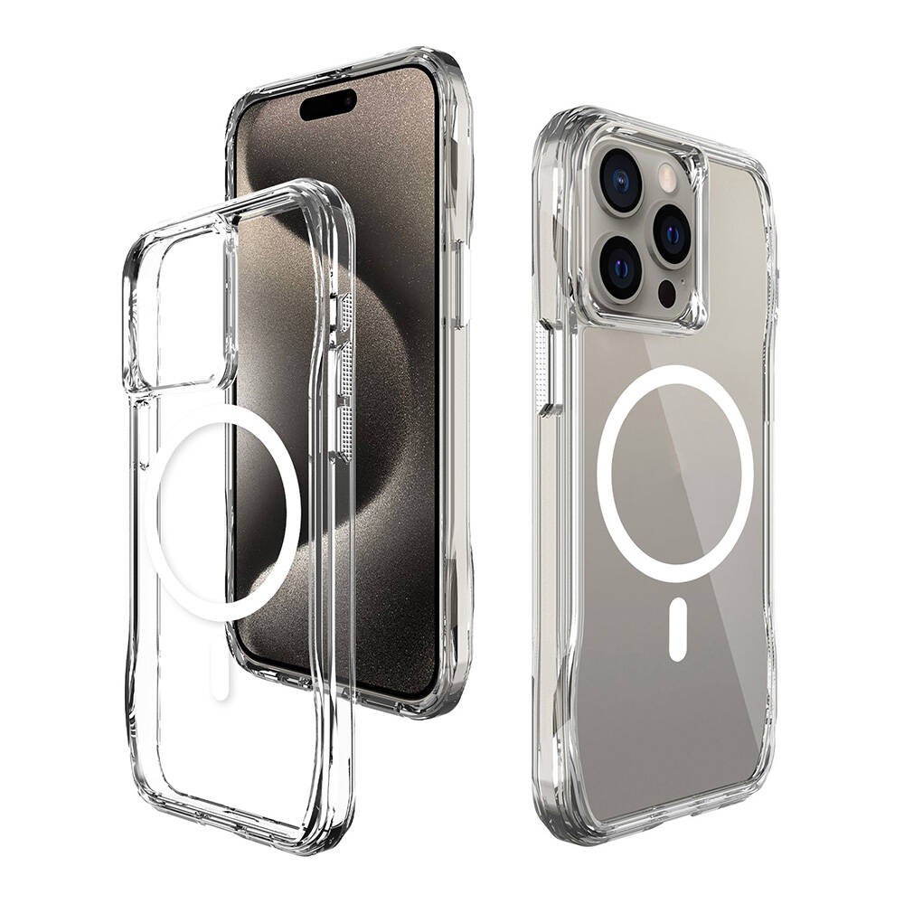 Apple iPhone 15 Pro Max Kılıf M-safe Şarj Özellikli Airbagli Şeffaf Zore İncek Kapak