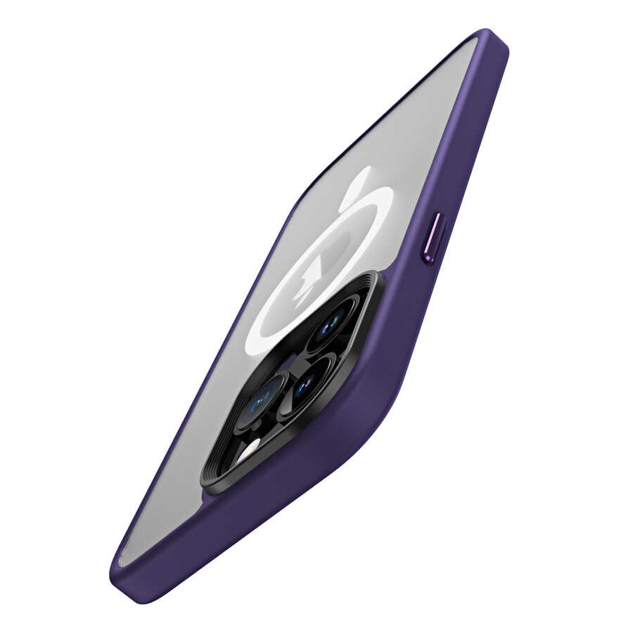 Apple iPhone 13 Pro Kılıf Wireless Şarj Özellikli Zore Hibrit M-safe Kapak