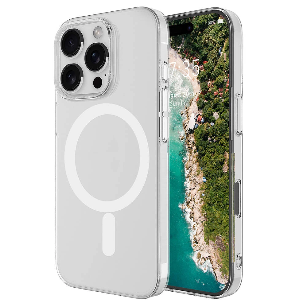 Apple iPhone 16 Pro Kılıf Zore M-safe Şarj Özellikli Şeffaf Tek Kamera Çerçeveli Porto Kapak