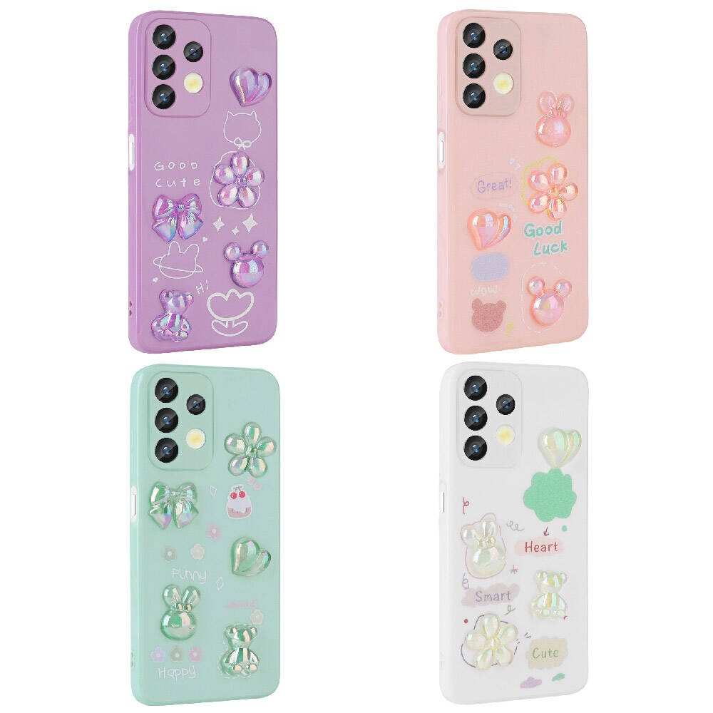Galaxy A32 4G Kılıf Kabartma Figürlü Parlak Zore Toys Silikon Kapak
