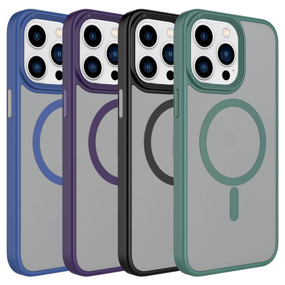 Apple iPhone 15 Pro Max Kılıf Mat Arka Yüzey Wireless Şarj Özellikli Zore Flet M-safe Kapak